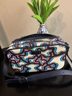 Tous Navy and Multicolor Abstract Pattern Crossbody Bag